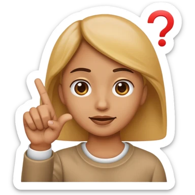 a face and hand emoji pointing to question and answer sticker