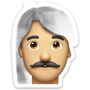 A man with side bangs and a mustache in the form of a square under his nose sticker