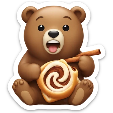 bear eating a cinnamon roll sticker
