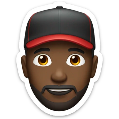 Black male with red baseball cap, brown eyes goatee beard sticker