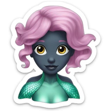 little-mermaid poisson noir girl sticker