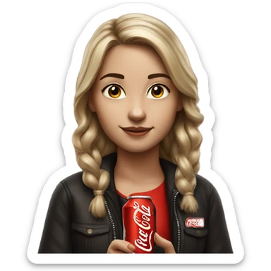 realistic portrait of girl with a Coke Zero bottle  sticker