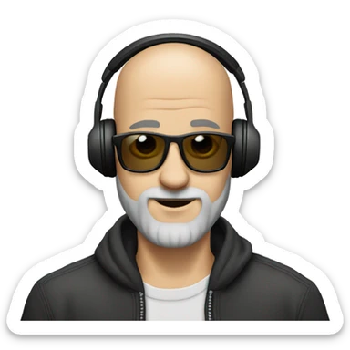 Bald guy with grey beard DJing sticker