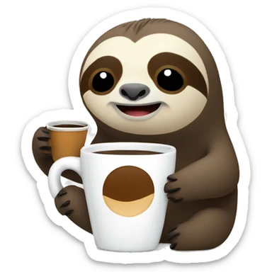 Sloth with coffee mug simple clean ios emojis sticker