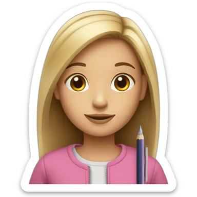 Girl with pen pencil book sticker