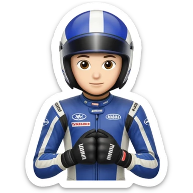 yamaha motorcycle racer with full face helmet sticker