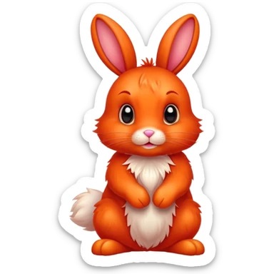 cute red bunny rabbit with fire paws and fiery appearance sticker
