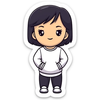 Lightskin young girl with black straight hair and dark eyes sticker