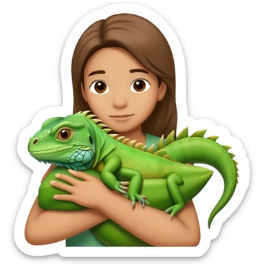 person hugging an iguana sticker