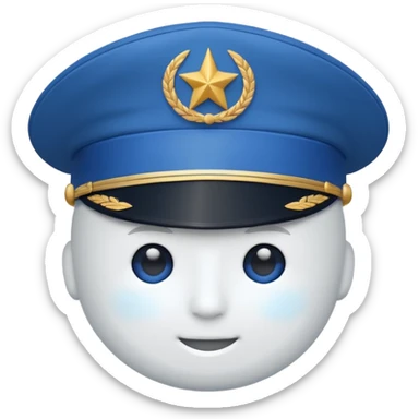 white captain hat with blue circle closeup alone sticker