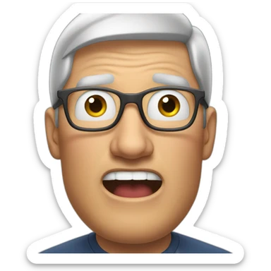 Tim cook surprised face open mouth with both hands on head  sticker