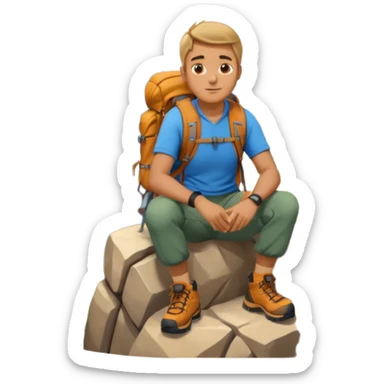 A man sitting on a mountain sticker