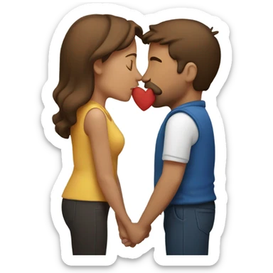 two men one woman kissing brown hair sticker