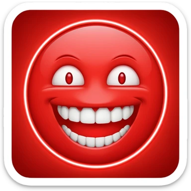 can you make me a red neon emoji out of the word "Ego" with teeth beside it  sticker