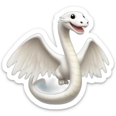 Happy white snake with angel wings on back sticker