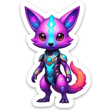 Epic Edgy Cute Colorful Nebula Modern Vernid-Protogen-creature-animal, full body sticker