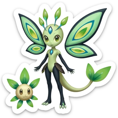 Meloetta-Celebi-Cresselia-Zygarde-Electrike-Fakémon-fusion, full body sticker
