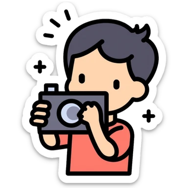 child taking a photo sticker