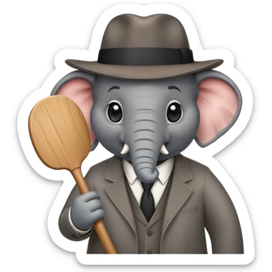 elephant mafia boss with fedora hat holding a paddle sticker