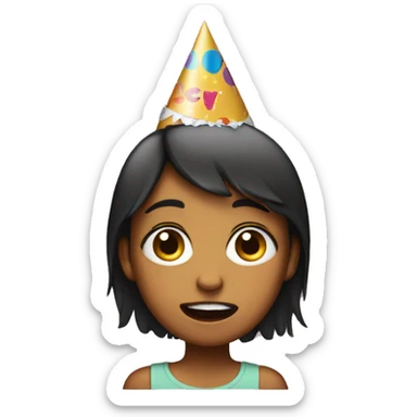 Girl crying with a birthday hat on sticker