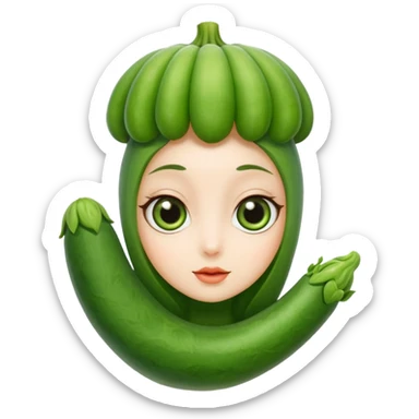 lady finger vegetable keeping the shape normal with big eyes sticker