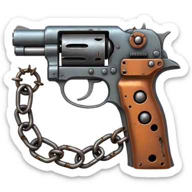 pistol made out of broken chain sticker
