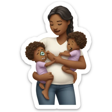 a mom touching her babies back  sticker