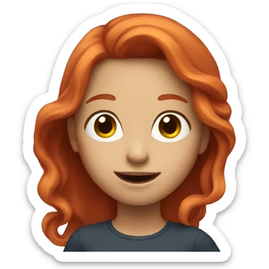 Girl with long red hair waving  sticker