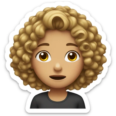 girl with curly hair crying sticker