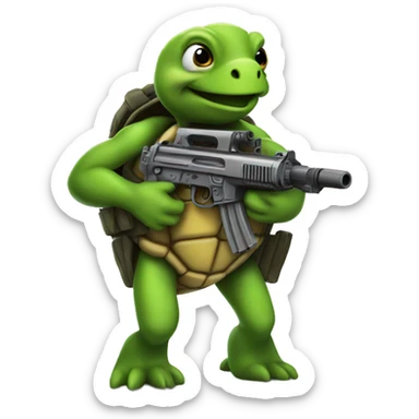 Turtle with a machine gun sticker