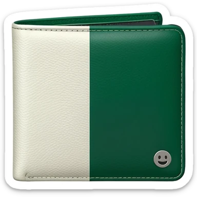 white men's wallet with dark green stripe or clasp, modern minimalist design sticker