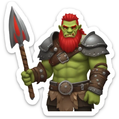 armored orc berserker with red beard & mohican sticker