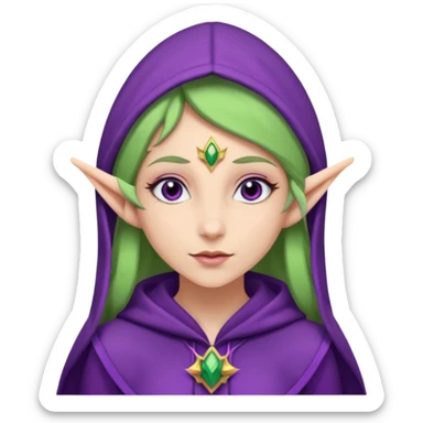 woman with elf ears wearing a purple outfit sticker