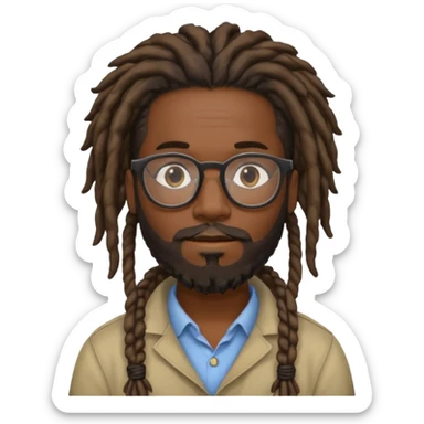 Black guy with dreadlocks and a beard glasses sticker