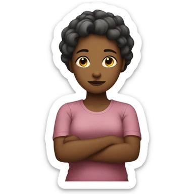 Female folded arms sadly sticker