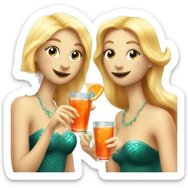 Three blond mermaids drinking aperol sticker