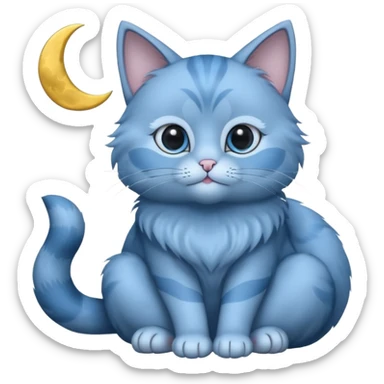 Blue cat holding a moon 🌙🐱 sticker