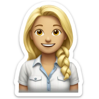 smiling blonde girl in shirt sticker