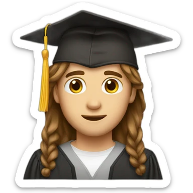 graduate male long Brown hair  emoji sticker