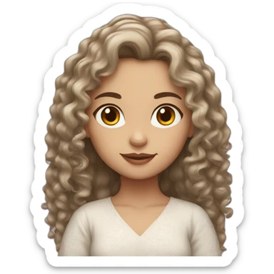 White skin color pakistani girl with curly long hair sticker