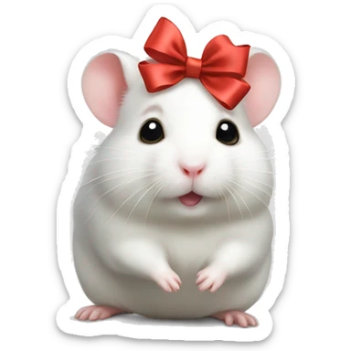white hamster with bow  sticker