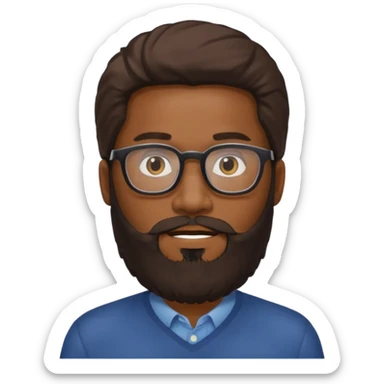 bearded long haired  black man with eyeglasses sticker