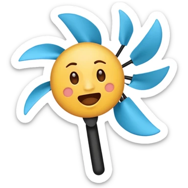 Create a shit emoji being thrown from a fan, like "shit in the fan" expression sticker