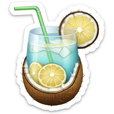 hawaii coconut drink with lemon sticker