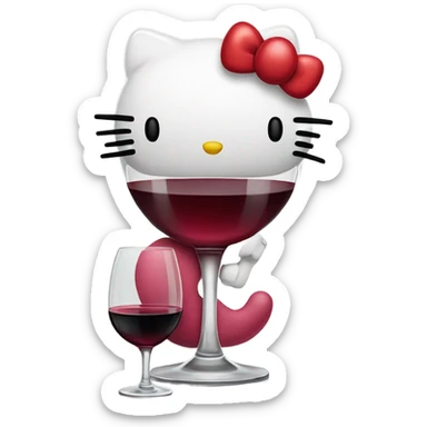 Hello Kitty drinking red wine sticker