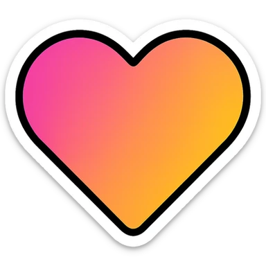 gradient heart icon, modern icon style, clean lines, more rounded shape, no text sticker