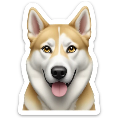 Yellow husky, Akita, shepherd mix dog with blue eyes sticker