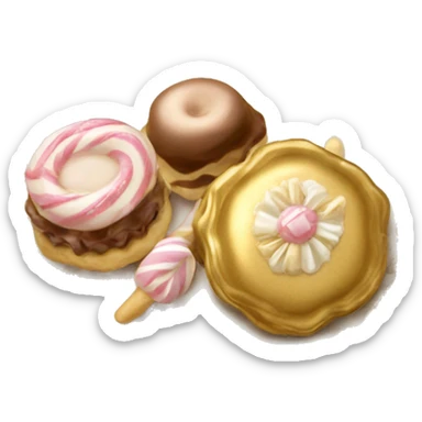 vintage rococo beige and gold plate of sweets sticker