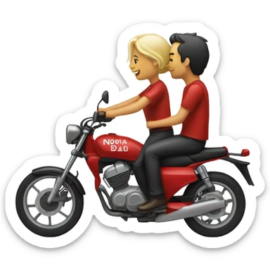 novios en una moto roja sticker