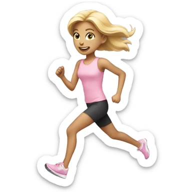 blonde girl running wearing pastel pink sticker
